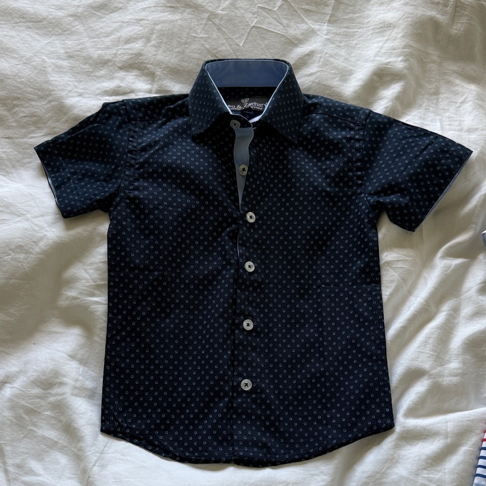Kids Navy Blue Button Down Shirt